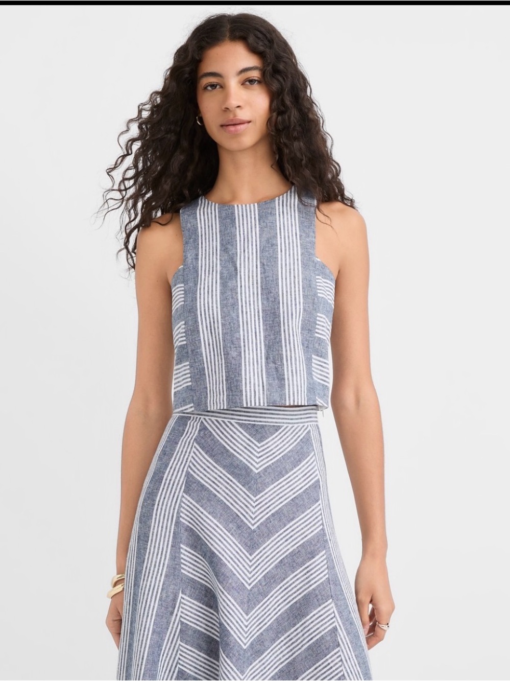 NWT! LOFT Striped Linen Cotton Shell - Picture 2 of 10